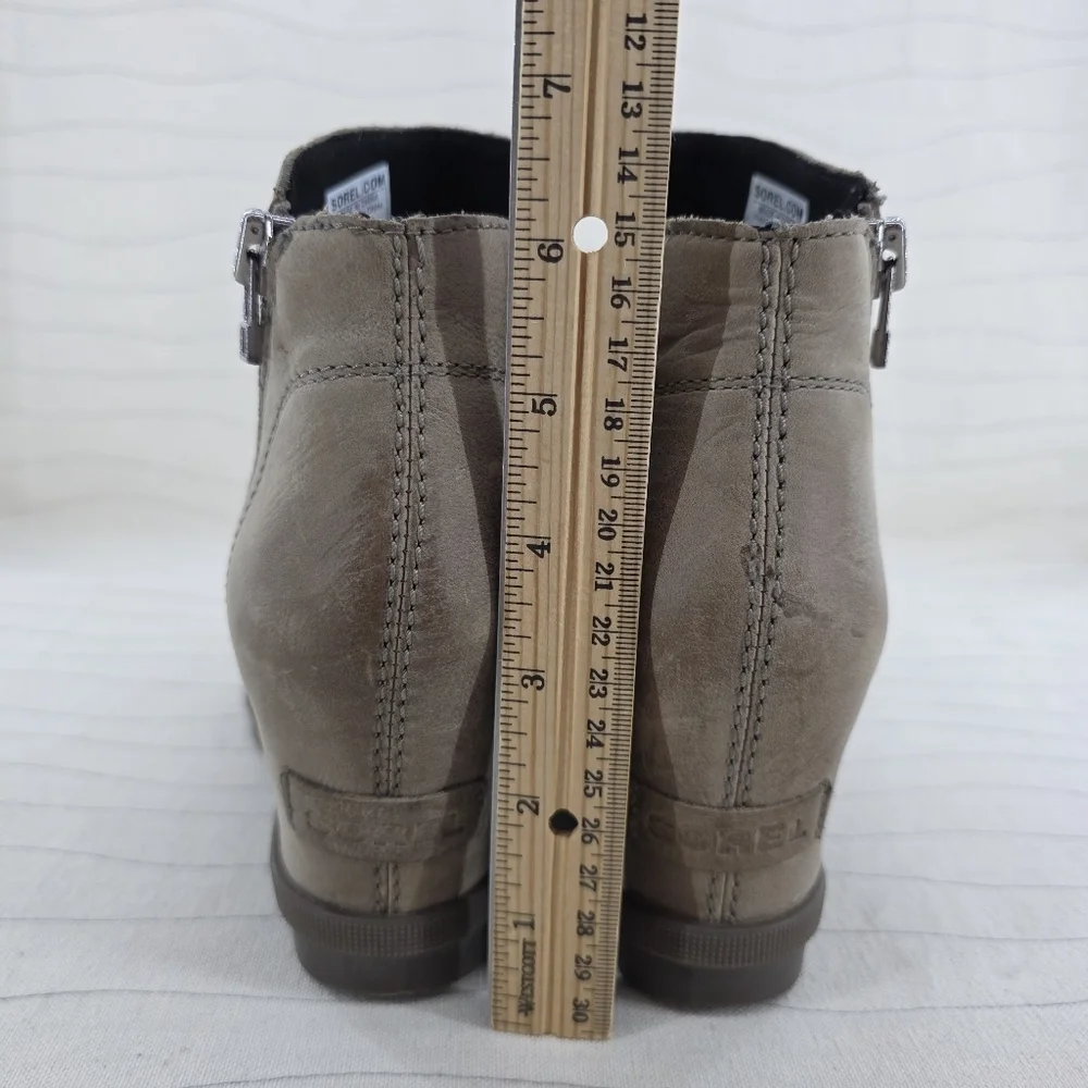 Sorel Womens Joan of Arctic Tan Leather Wedge Ankle Booties Shoe NL3365-240 Sz 7